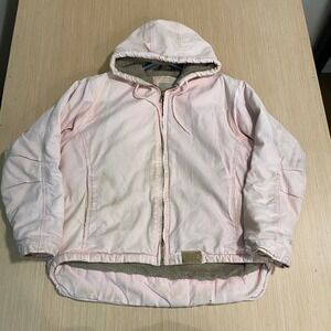 Schmidt Workwear Pink Canvas Sherpa Lined Hooded Jacket Womens Large TWHJ42PD